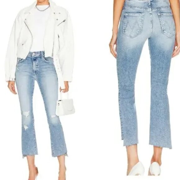 MOTHER The Insider High Rise Crop Step Fray Hem Jeans Love In A Boat - Picture 7 of 7